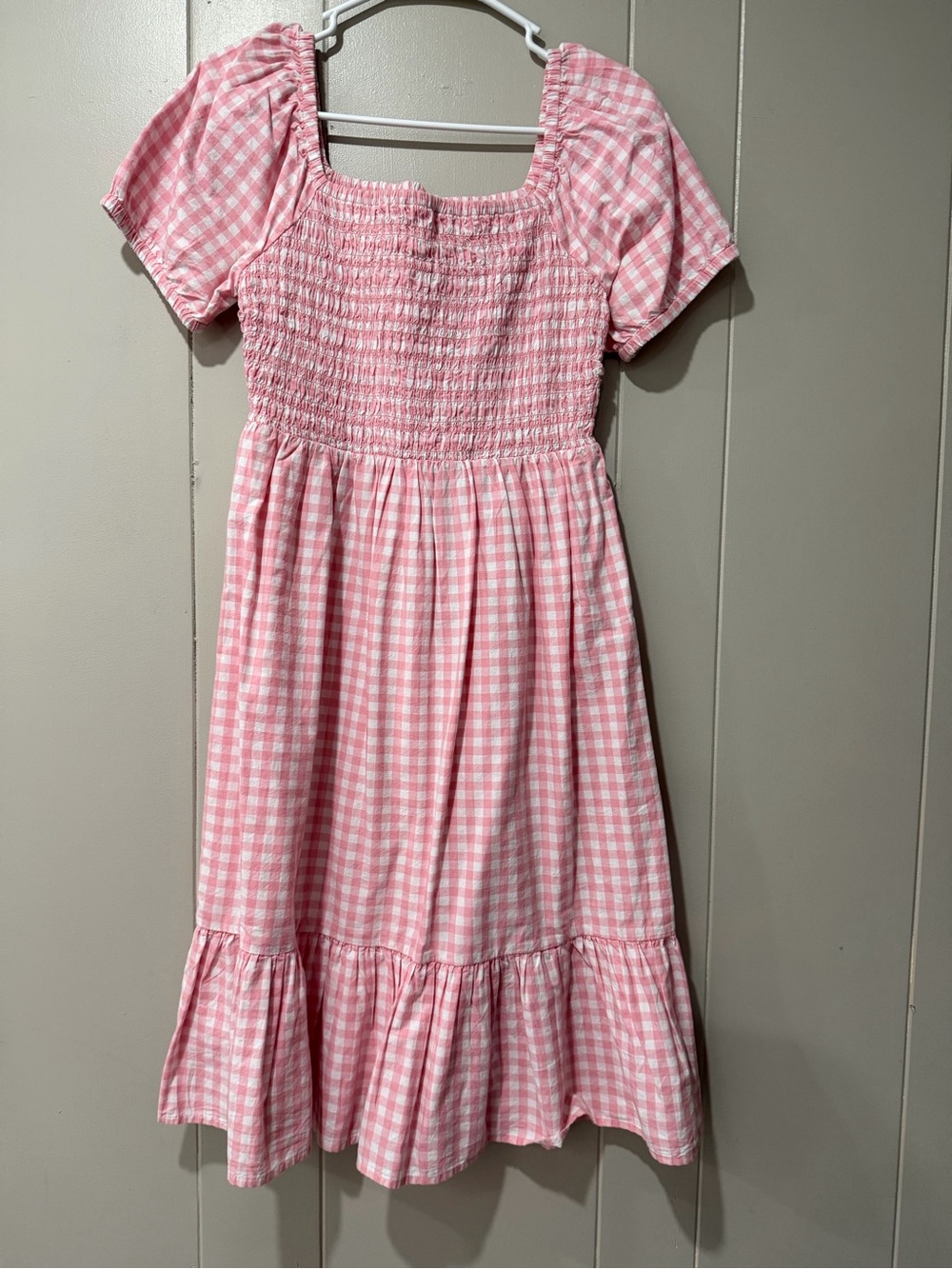 Women’s Pink Gingham Smocked Dress